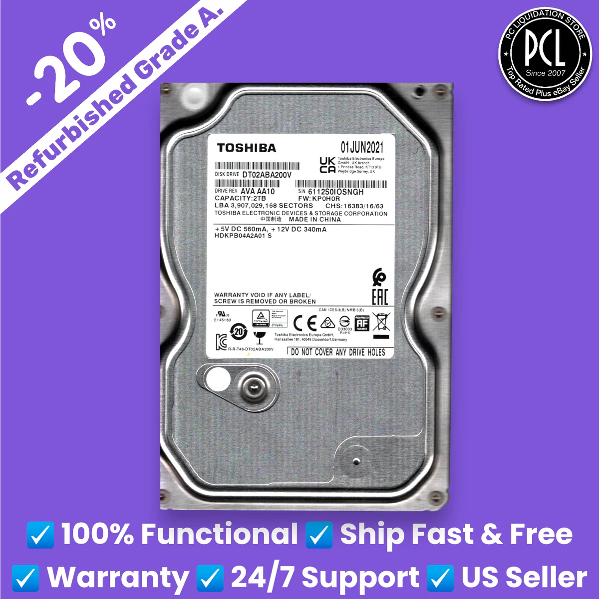 Toshiba SATA I 2TB Storage Capacity Hard Drives (HDD, SSD & NAS