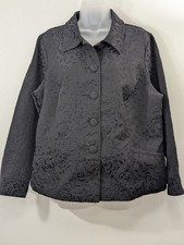 Blazer/Jacket 1X Full Button Down Deep Navy Textured Cotton Blend Croft/Barrow