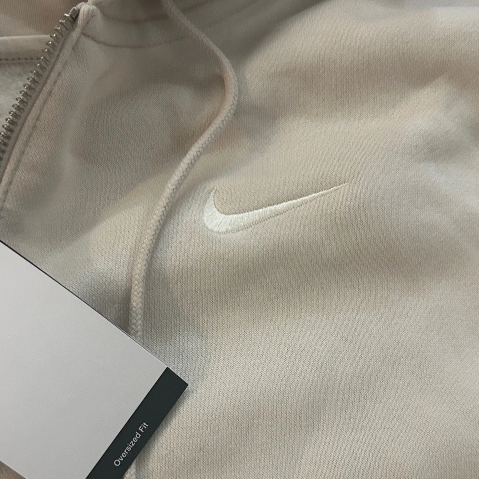 Sudadera con capucha Nike Sportswear Phoenix polar de gran tamaño cremallera completa para mujer talla grande crema Foto 4 de 4