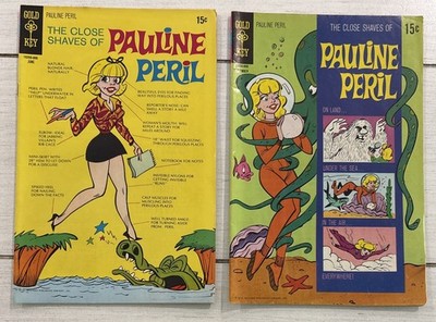 Close Shaves of Pauline Peril #1 #2 (Gold Key 1970) Mid-Grade Name in Pen Top BC