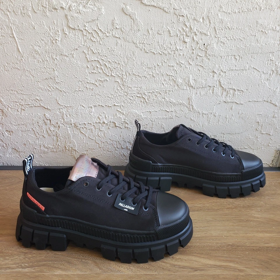 Botas de plataforma Palladium Revolt Lo TX para mujer 9 negras de lona gruesas Gorpcore Y2K Foto 4 de 4