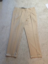 Roundtree  Yorke Men's Travel Smart Dress Pants Khaki 40 X 32