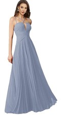 Dusty Blue Spaghetti Straps Chiffon Bridesmaid Dresses for Women Size16