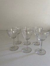 SET OF 6 WINE GLASSES FOR PORT, ENGRAVED CHERRY DECORATION, 1950s/60s