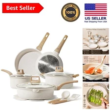 Elegant 14-Piece Nonstick Cookware Set with Utensils for Effortless Cooking