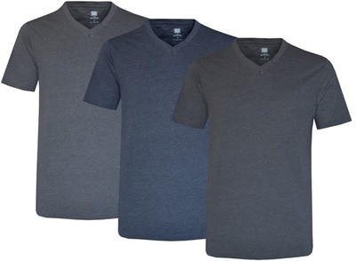 3er Pack V-Ausschnitt T-Shirts Kurzarm Uni Tops Classic Essential Tees Multipack