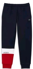 Lacoste Sport Colorblock Jogger Pants Boys Size 6 Blue Cotton Fleece Tapered Fit