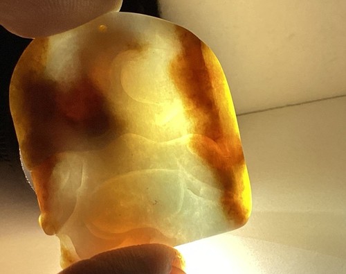 Brown 2 Sided Jadeite Warrior Translucent Pendant - Picture 12 of 12