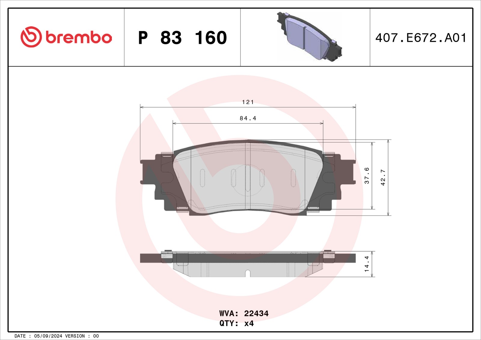 Brembo Bremsbelagsatz, Scheibenbremse P 83 160 Für Toyota Lexus (Gac) (Faw) - Bild 5