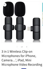 3 in 1 Wireless Clip-on Microphone, Noise Reduction, Pairing, For iPhone iPad