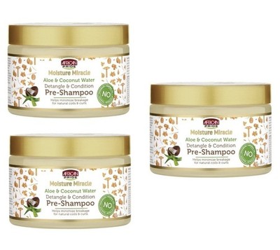 3x African Pride Moisture Miracle Pre-Shampoo Aloe & Coconut Water Detangle 12oz