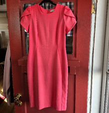 Calvin Klein Women's Orange Short Sleeve Rear Zip Midi Dress Size 8