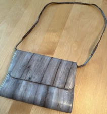 VINTAGE EEL SKIN SHOULDER BAG CONVERTS TO CLUTCH 6.5“ X 9” PURSE 