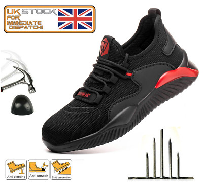 MENS WOMENS LIGHTWEIGHT STEEL TOE CAP SAFETY ABSORBING TRAINERS BOOT SHOES NEW .