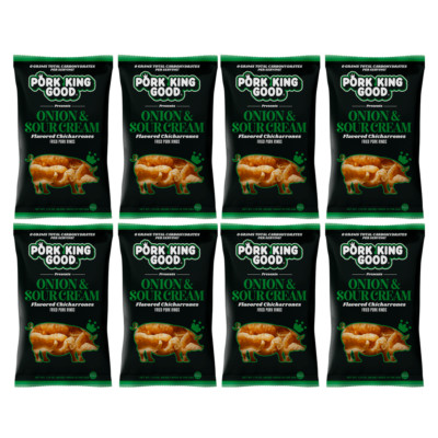 Pork King Good Onion And Sour Cream Flavored Pork Rinds 8 Pack Keto Snacks