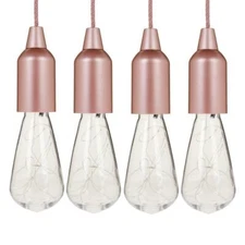 Improvements 4-Pack LED Edison Firefly Fairy Pull Lights w/ Remote, Rose