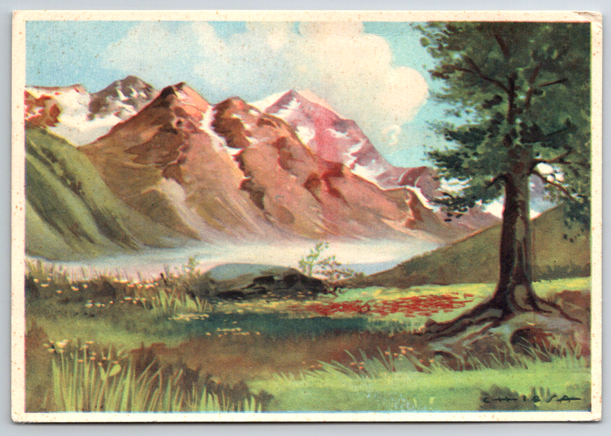 Vintage Postcard Mountain Landscape Art by Ernst Liebermann | eBay