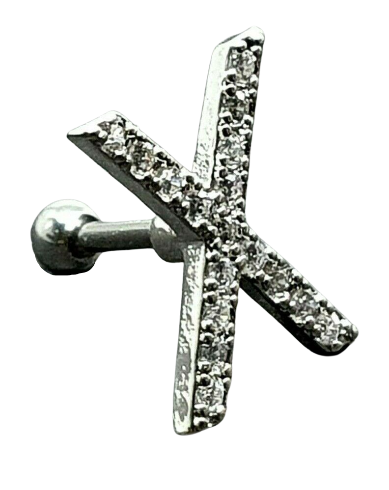 Cross Earring Crystal  CZ 16g (1.2mm) Tragus Earring Body Piercing Jewellery