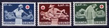 Ruanda Urundi 1957 Mint no gum 3v, Red Cross, Nursing, Syringe, Medicine, First
