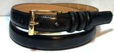 Amanda Smith Black Leather Belt Sz XL 1  Wide Brass Bkl GUC