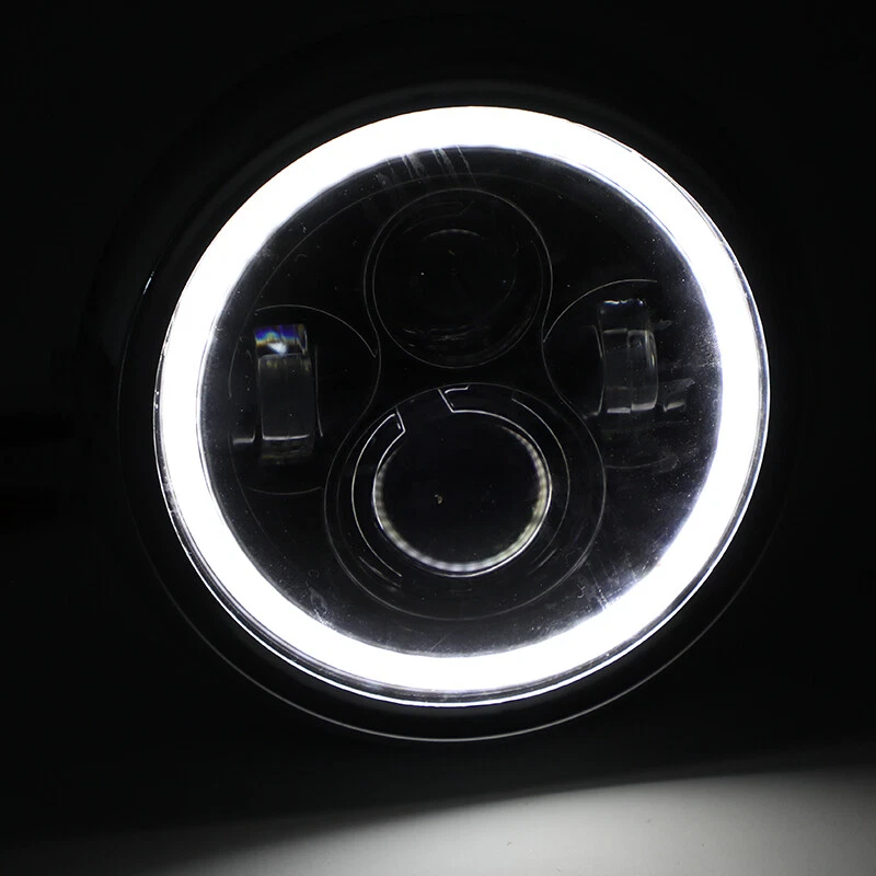 7 Inch LED Headlight High/Low + DRL Fits Motorcycle Dyna Cafe Racer Bobber Foto 3 de 4