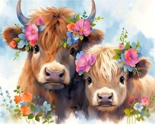 Highland Cow Paint by Numbers for Adults - Cow Paint by Number on Canvas Without