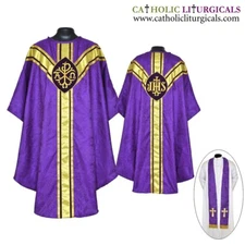 NEW Purple Clergy gothic vestment, stole set, Gothic chasuble, casula, casel 