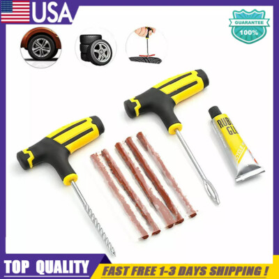 New Car Tubeless Tyre Tire Puncture Repair Plug Kit Needle Patch Fix Tool Set