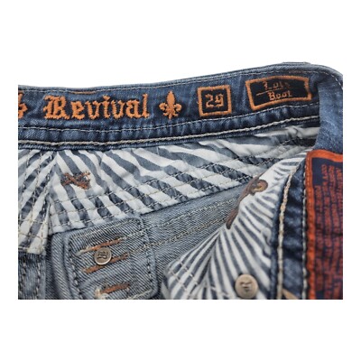 Rock Revival Jeans Womens 29 Blue Boot Cut Embroidered Denim Boho
