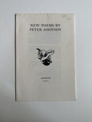 SIGNED New Poems, Peter Johnson. 1981 1st Limited Edition. 1/200 