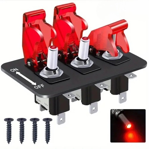 Panel de interruptores 24/12V coche de carreras arranque encendido botón luz palanca basculante - Imagen 1 de 18