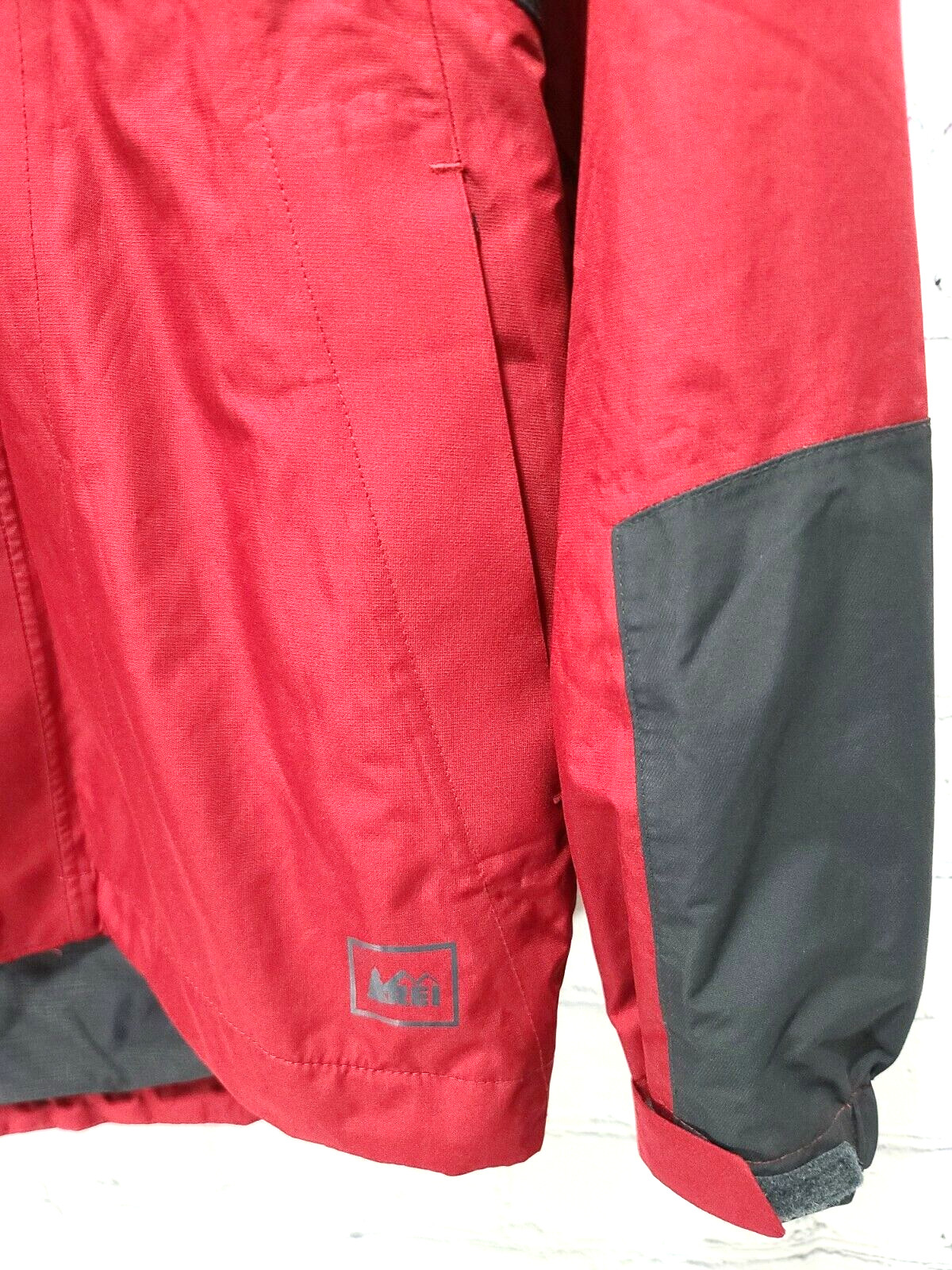 REI Elements E1 Men's Red Small Gray Rain Jacket … - image 3