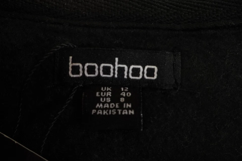 Sudadera corta pulóver Boohoo para mujer talla 8 negra blanca media cremallera nueva con etiquetas Foto 2 de 4