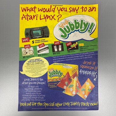 Atari Lynx Spiel Luvly Jubbly Raleigh Mountainbike 1995 Vintage Retro Anzeige