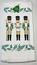 RITZ KITCHEN TOWELS (2) NUTCRACKERS GREEN BROWN 100% COTTON NWT