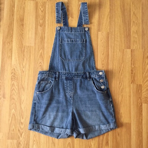 Blue Denim Dungaree Shorts Womens Size 