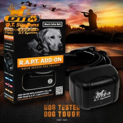 D.T. SYSTEMS DT Systems RAPT 1400 Add-On Collar Black Strap Dog Receiver MAXX-Range 360°