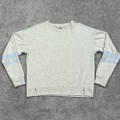 Vineyard Vines Sweatshirt Womens Sm Heather Cream Gray Long Sleeve Blue Stripe