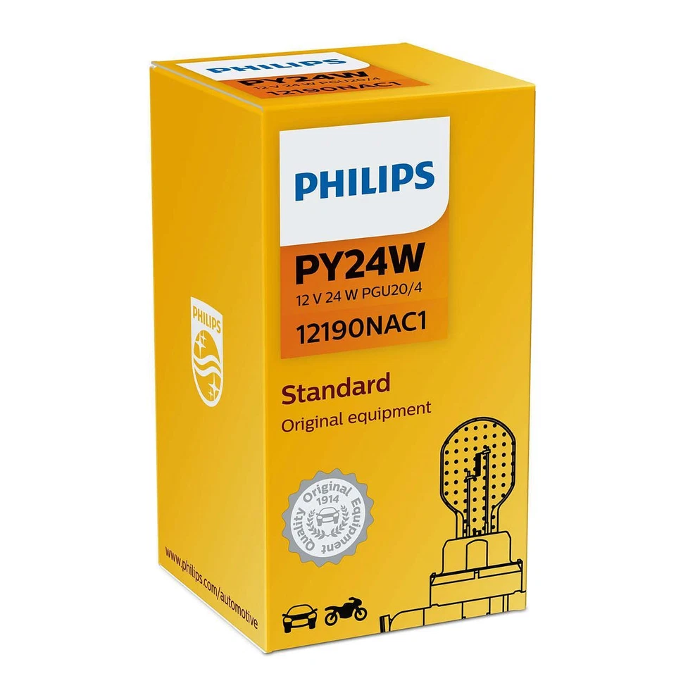 AMPOULE PY24W Orange Halogene 12V 24W Philips Standard Single 12190NAC1 - Photo 1/1