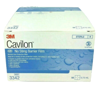 50 3M Cavilon 3342 No Sting Barrier Film Wipes 0.75 mL Exp. 11/2026-28