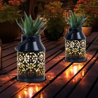 2X Solarleuchte Solarlaterne Tischlampe Gartenlampe Balkonlampe Blumentopf Led