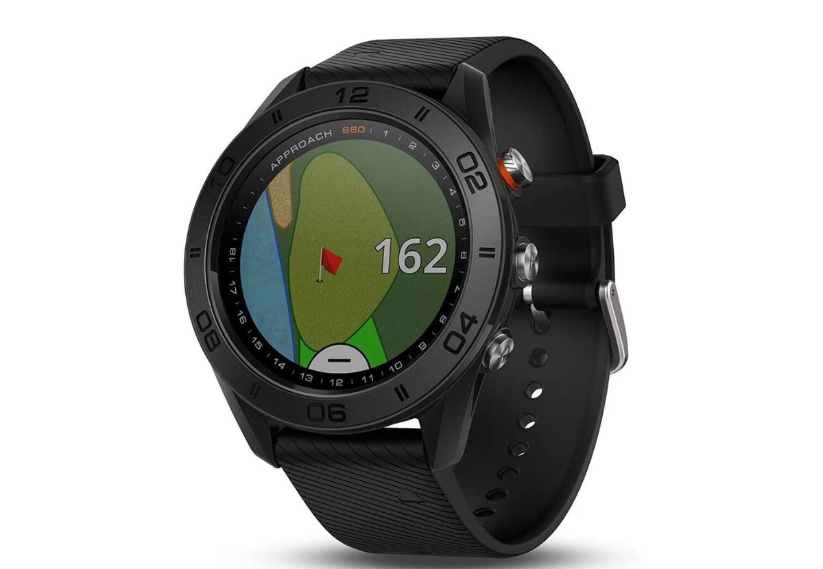 Garmin Approach S60 GPS Golf Watch with Black Leather Band - Open