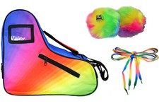 EPIC Skates Rainbow Roller Skate Accessory 3 Pc. Bundle Bag Laces  PomPoms