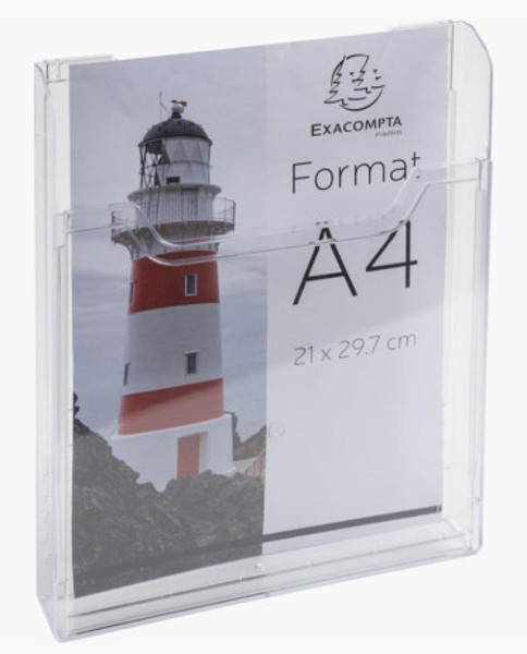 Exacompta Wand-Prospekthalter, A4 Hoch, 1 Fach, Glasklar-image