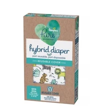 Pampers Pure Protect Hybrid Diaper Reusable Cloth Cover 0-30 Month Zoo Animals