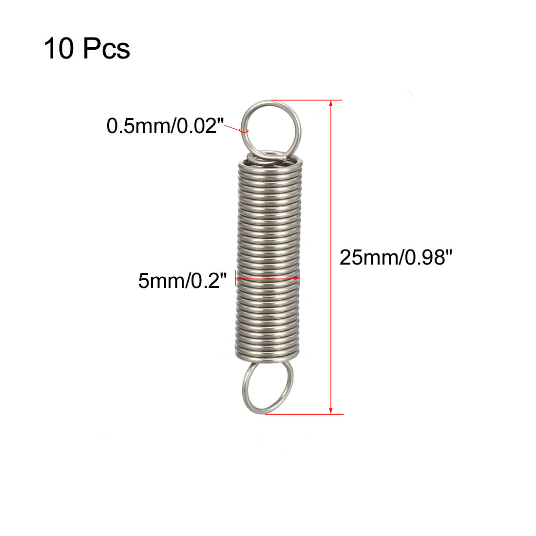 2 Stück Zugfedern Aus Edelstahl 304 – Draht 1,5 Mm, Außen-Ø 10 Mm, Länge 180 Mm, S-förmiger Haken, Rostfrei