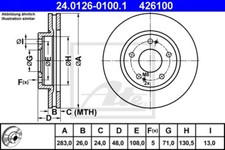 2x ATE Bremsscheibe 24.0126-0100.1 283mm vorne für PEUGEOT 605 6B 2.0 16V Turbo