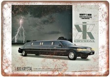 Insegna Vintage 1998 Krystal Koach Lincoln Limousine Auto Pubblicità Look Retrò Metallo A4624