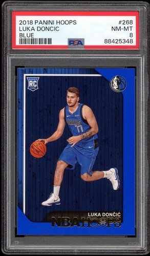2018 Panini Hoops #268 LUKA DONCIC Blue RC Rookie Card PSA 8 NM-MT Color Match