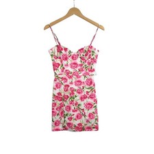 New Zara Women's Lined Pink Ivory Floral Rose Print Mini Dress size Medium